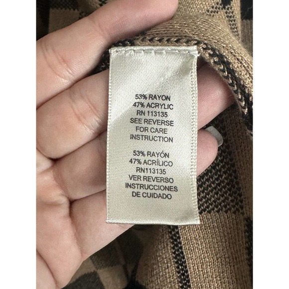 Leo & Nicole Ladies Black Beige Plaid Draped Open Front Cardigan Size XL NEW - Picture 4 of 5